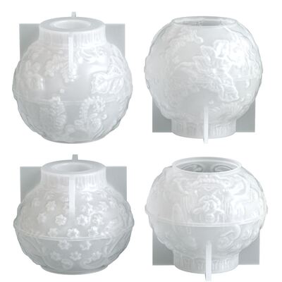 Embossed Pattern Round Ball Lantern Candle Ornament Silicone Mold DIY Easter Aromatherapy Gypsum Mold