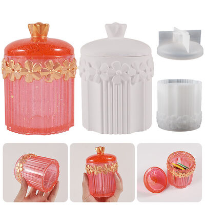 Drip Glue Three-dimensional Flower Wreath Striped Storage Can Silicone Mold DIY Resin Gypsum Box Ornament Grinding Tool
