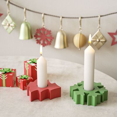 Christmas Tree Snowflake Candle Holder Ornament Silicone Mold DIY Aromatherapy Candle Stand Base Gypsum Mold
