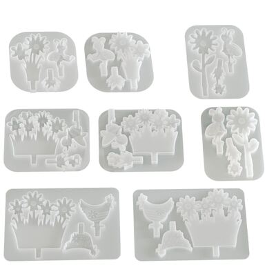 Easter Silicone Mold DIY Flower Bee Hen Insert Board Candle Holder Candle Base Gypsum Mold