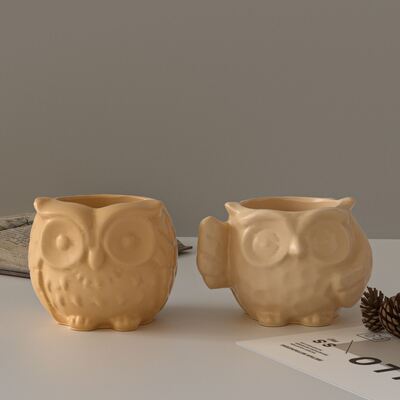 Resin Gypsum Cement Owl Storage Jar Silicone Mold DIY Aromatherapy Candle Cup Decoration Mold