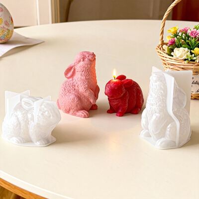 Easter DIY Little Rabbit Aromatherapy Candle Mold 3D Stereoscopic Rabbit Ornament Gypsum Silicone Mold