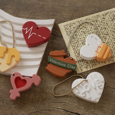 DIY Crystal Dropping Resin Cream ECG Heart Pendant Aromatherapy Tag Keychain Silicone Mold
