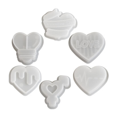 DIY Crystal Dropping Resin Cream ECG Heart Pendant Aromatherapy Tag Keychain Silicone Mold