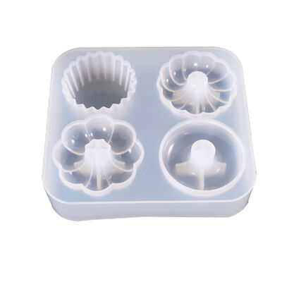 Molde Gotero de Cristal DIY Molde de Donut Hecho a Mano Molde de Silicona Creativo de Donut de Cuatro Rejillas