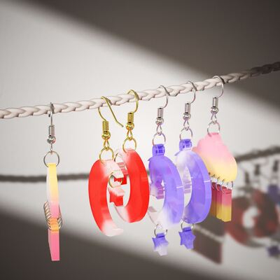 DIY Crystal Dropping Resin Umbrella Moon Cloud Planet Lightning Earrings Pendant Silicone Mold