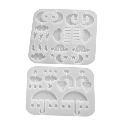 DIY Crystal Dropping Resin Umbrella Moon Cloud Planet Lightning Earrings Pendant Silicone Mold