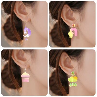 DIY Crystal Dropping Resin Umbrella Moon Cloud Planet Lightning Earrings Pendant Silicone Mold