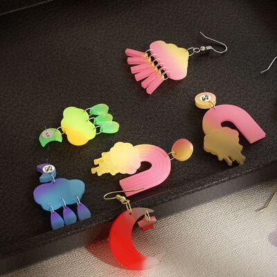 DIY Crystal Dropping Resin Umbrella Moon Cloud Planet Lightning Earrings Pendant Silicone Mold