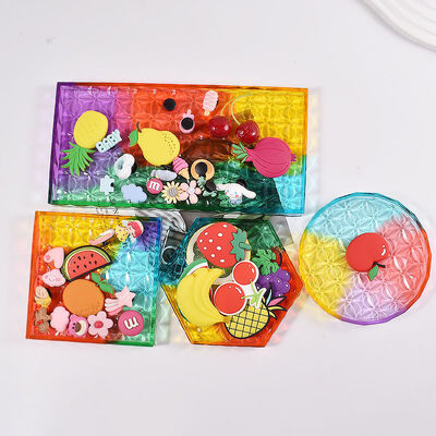 DIY Dropper Resin Mirror Four Leaf Clover Square Rectangular Hexagonal Circular Storage Tray Silicone Mold