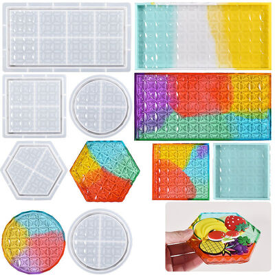 DIY Dropper Resin Mirror Four Leaf Clover Square Rectangular Hexagonal Circular Storage Tray Silicone Mold