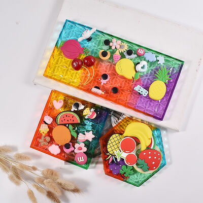 DIY Dropper Resin Mirror Four Leaf Clover Square Rectangular Hexagonal Circular Storage Tray Silicone Mold