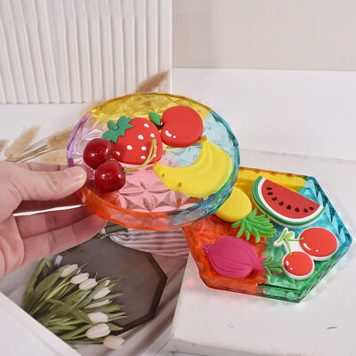 DIY Dropper Resin Mirror Four Leaf Clover Square Rectangular Hexagonal Circular Storage Tray Silicone Mold
