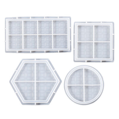 DIY Dropper Resin Mirror Four Leaf Clover Square Rectangular Hexagonal Circular Storage Tray Silicone Mold