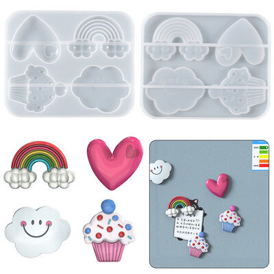 DIY Nube de arcoíris que deja caer pegamento herramienta de molienda amor pastelería resina colgante colgante refrigerador adhesivos silicona moho