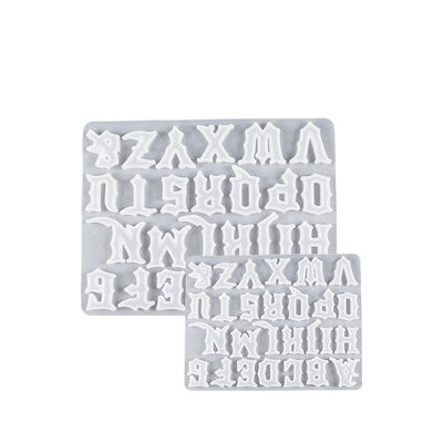 Molde de silicona para colgante de aromaterapia con amoladora de pegamento de goteo de página completa de 26 letras góticas alienígenas para bricolaje