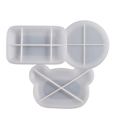 Cabeza de oso redonda rectangular plato Molde de silicona DIY pegamento de goteo de cristal Aromaterapia Juntas de almacenamiento caja herramienta de molienda