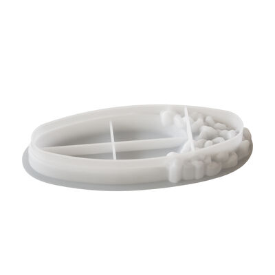 Molde de silicona para contenedor de velas de yeso con aroma elíptico, adorno de bandeja de capullos de rosa caídos