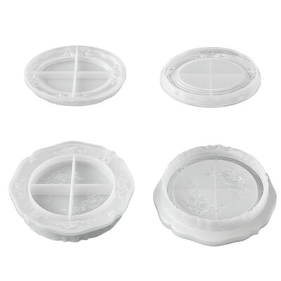 DIY European Retro Relief Lace Circular Oval Aromatherapy Gypsum Storage Tray Silicone Mold