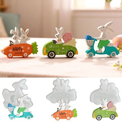 Easter Cross-border Popular Silicone Mold DIY Driving Bunny Fragrance Stone Ornament Gypsum Mold