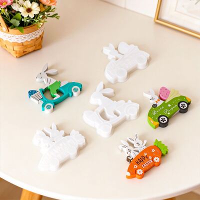 Easter Cross-border Popular Silicone Mold DIY Driving Bunny Fragrance Stone Ornament Gypsum Mold