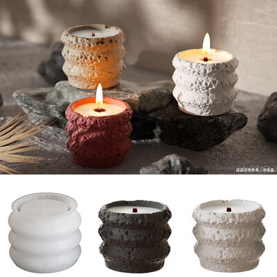 Circular Circle Stone Pattern Storage Box Space Moon Pattern Candle Cup Aromatherapy Gypsum Jar Silicone Mold