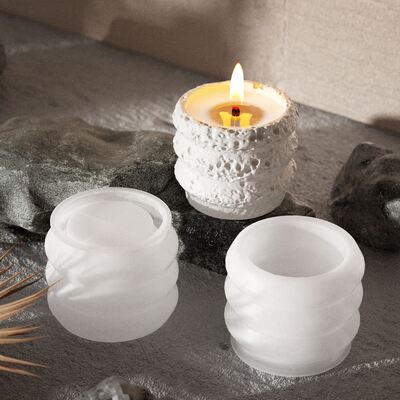 Circular Circle Stone Pattern Storage Box Space Moon Pattern Candle Cup Aromatherapy Gypsum Jar Silicone Mold