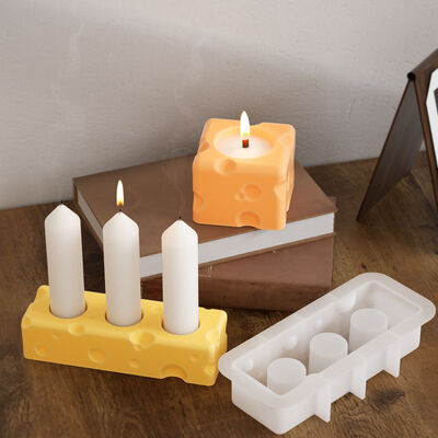 DIY Mirror Rectangular Cheese Candle Stand Decoration Aromatherapy Gypsum Candle Base Silicone Mold