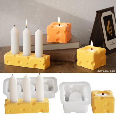 DIY Mirror Rectangular Cheese Candle Stand Decoration Aromatherapy Gypsum Candle Base Silicone Mold