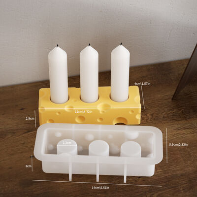 DIY Mirror Rectangular Cheese Candle Stand Decoration Aromatherapy Gypsum Candle Base Silicone Mold