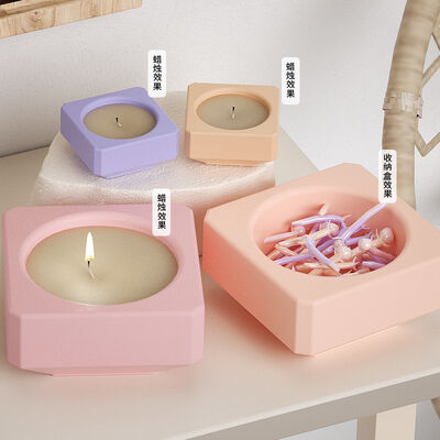 Drip Glue Square Storage Box Grinding Tool DIY Cement Gypsum Soybean Candle Container Candle Holder Silicone Mold