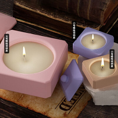 Drip Glue Square Storage Box Grinding Tool DIY Cement Gypsum Soybean Candle Container Candle Holder Silicone Mold