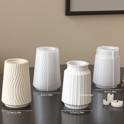 Nordic Ins Vertical Wavy Vase Silicone Mold DIY Hydroponic Flower Pot Candle Container Gypsum Mold