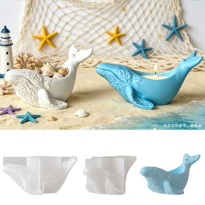 Ocean Ins Wind Whale Candlestick Storage Box Silicone Mold Aromatherapy Candle Gypsum Ornament DIY Home Decoration Mold