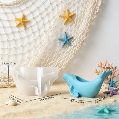 Ocean Ins Wind Whale Candlestick Storage Box Silicone Mold Aromatherapy Candle Gypsum Ornament DIY Home Decoration Mold