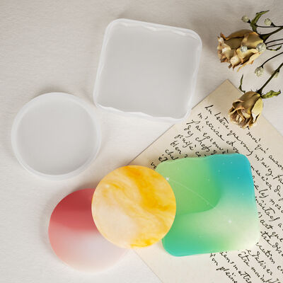 DIY Crystal Dropper Resin Gypsum Coaster Silicone Mold Square Lace Circular Table Coaster Grinder