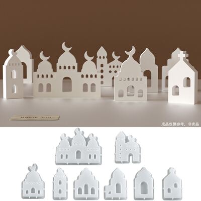 Aromatherapy Gypsum Easter Castle House Decoration Silicone Mold Holiday Gift Dropper Candle Mold