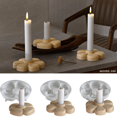 Ins Minimalist Style Four Petal Five Petal Six Petal Flower Candle Holder Ornament Gypsum Candle Base Silicone Mold