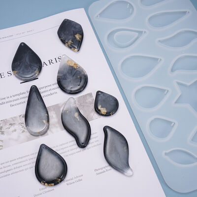 DIY Droplet Pendant Mold Non Polishing Geometric Water Drop Star Pendant Earrings Necklace Silicone Mold