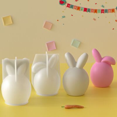 Easter Egg Rabbit Fold Ear Rabbit Straight Ear Rabbit DIY Aromatherapy Candle Rabbit Gypsum Silicone Mold