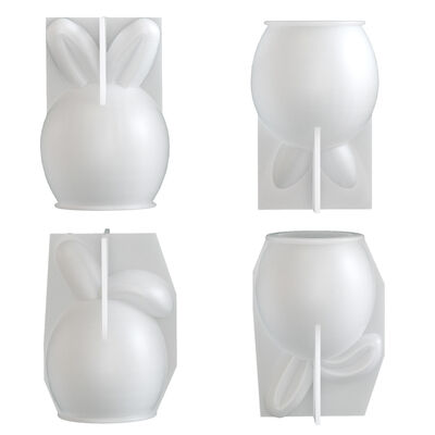 Easter Egg Rabbit Fold Ear Rabbit Straight Ear Rabbit DIY Aromatherapy Candle Rabbit Gypsum Silicone Mold