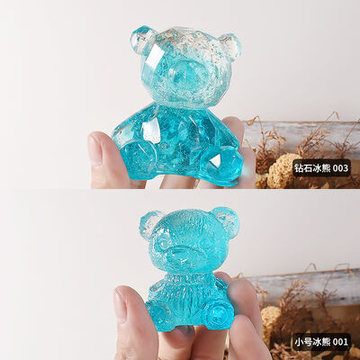 Diamond Bear Ice Grid Silicone Mold DIY Cutting Surface Stereoscopic Geometry Bear Candle Pendant Dropping Grinding Tool