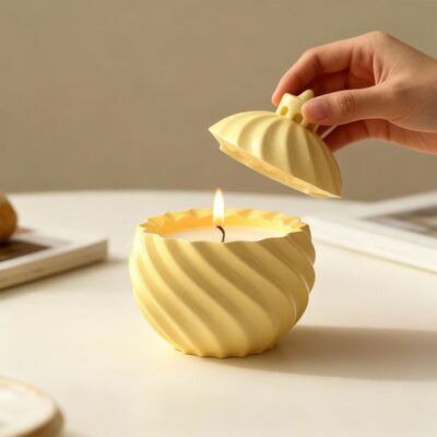 DIY Aromatherapy Gypsum Resin Rotating Stripe Bell Storage Can Candle Cup Ornament Silicone Mold