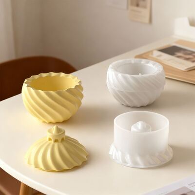 DIY Aromatherapy Gypsum Resin Rotating Stripe Bell Storage Can Candle Cup Ornament Silicone Mold