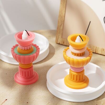 DIY Candle Stacking Music Silicone Mold Aromatherapy Candlestick Round Wishing Pool Stacking Music Mold