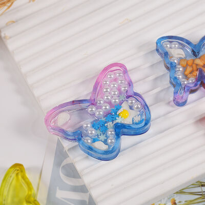DIY Crystal Drop Glue Mirror Resin Butterfly Sand Pendant Keychain Pendant Silicone Mold Wholesale
