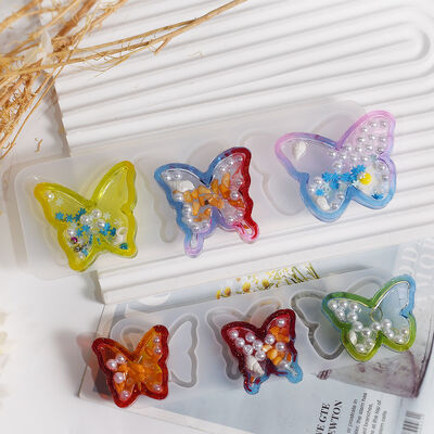 DIY Crystal Drop Glue Mirror Resin Butterfly Sand Pendant Keychain Pendant Silicone Mold Wholesale