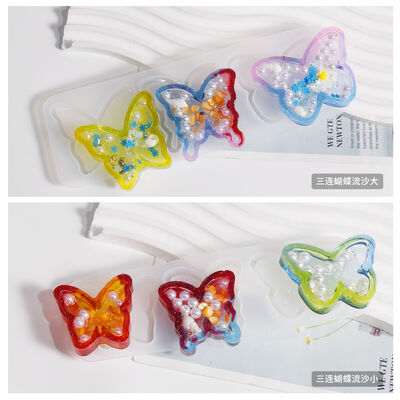 DIY Crystal Drop Glue Mirror Resin Butterfly Sand Pendant Keychain Pendant Silicone Mold Wholesale