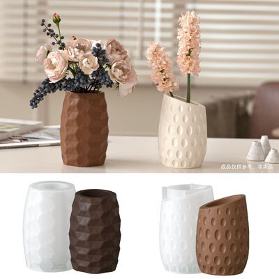 Ins Wind Hexagonal Cut Elliptical Wave Pattern Vase DIY Resin Gypsum Cement Flower Pot Flower Utensil Silicone Mold