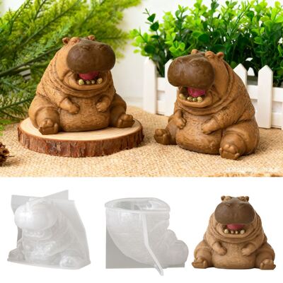 Popular Cartoon Hippopotamus Silicone Mold Creative Home Decoration Ornament Gypsum Mold DIY Easter Candle Mold
